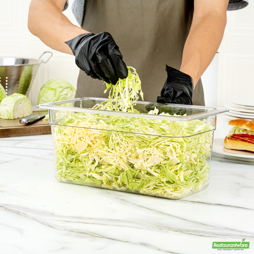 Wholesale Restaurantware Met Lux Rectangle Clear Plastic 1/3 Size Cold Food Storage Container - 6" Depth- Bulk