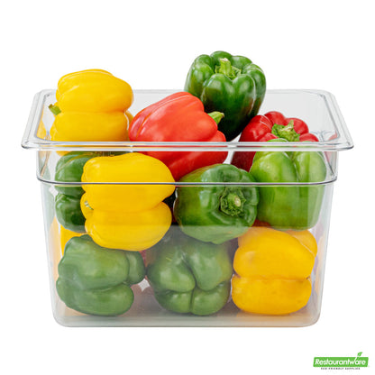 Wholesale Restaurantware Met Lux Rectangle Clear Plastic 1/2 Size Cold Food Storage Container - 8 Depth- Bulk