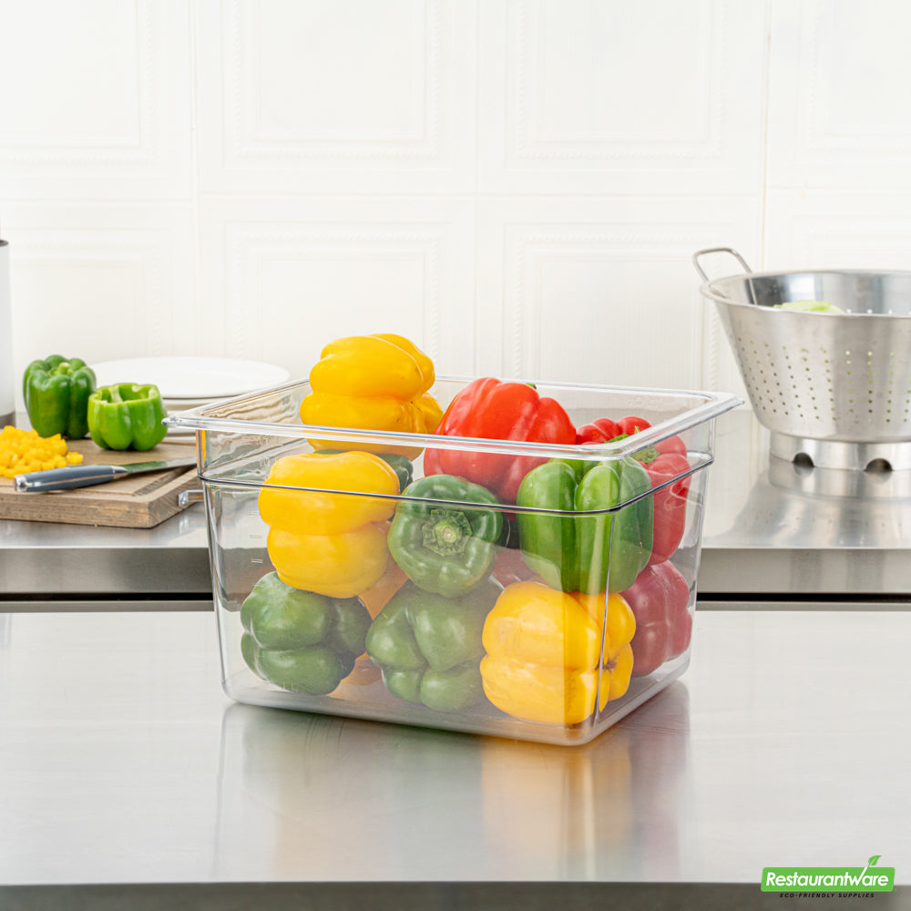 Wholesale Restaurantware Met Lux Rectangle Clear Plastic 1/2 Size Cold Food Storage Container - 8 Depth- Bulk