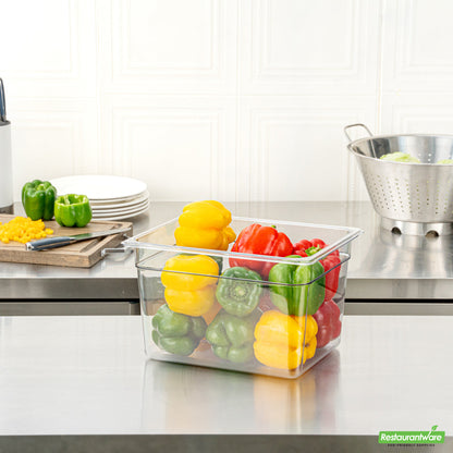 Wholesale Restaurantware Met Lux Rectangle Clear Plastic 1/2 Size Cold Food Storage Container - 8 Depth- Bulk