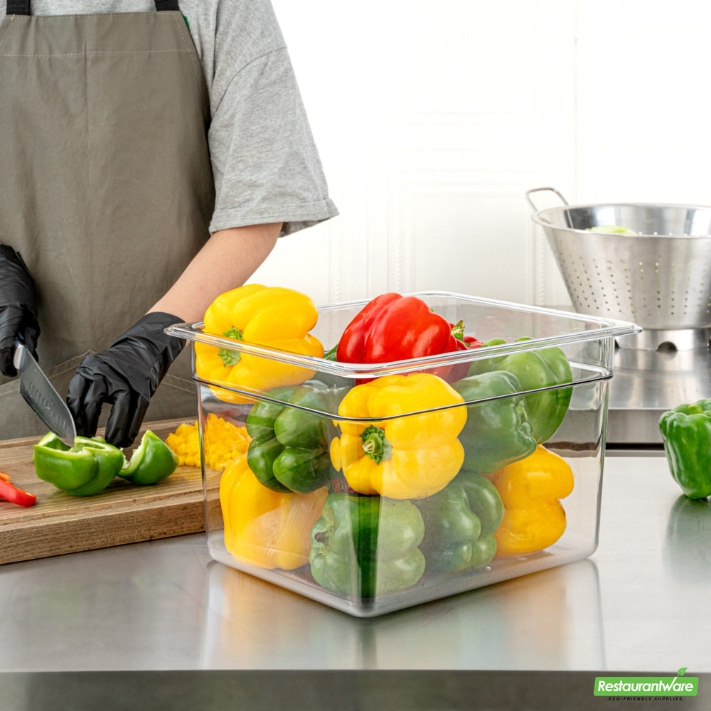 Wholesale Restaurantware Met Lux Rectangle Clear Plastic 1/2 Size Cold Food Storage Container - 8 Depth- Bulk