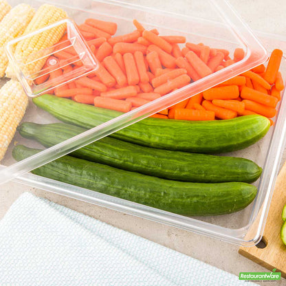 Wholesale Restaurantware Met Lux Rectangle Clear Plastic Full Size Cold Food Storage Container - 2.5 Depth- Bulk