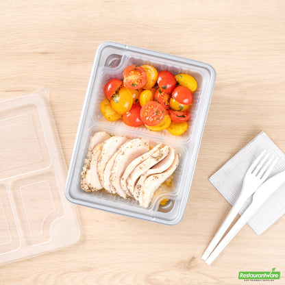 Wholesale Restaurantware Futura 14 oz Clear Plastic 2-Compartment Insert Tray - Fits 34 oz Box, Microwavable- Bulk