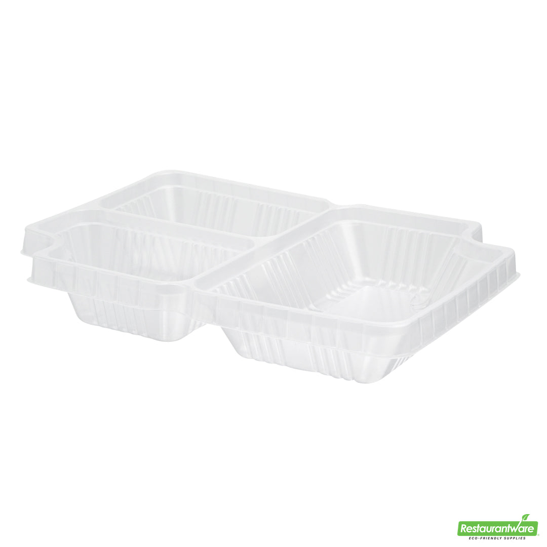 Wholesale Restaurantware Futura 14 oz Clear Plastic 3-Compartment Insert Tray - Fits 34 oz Box, Microwavable- Bulk