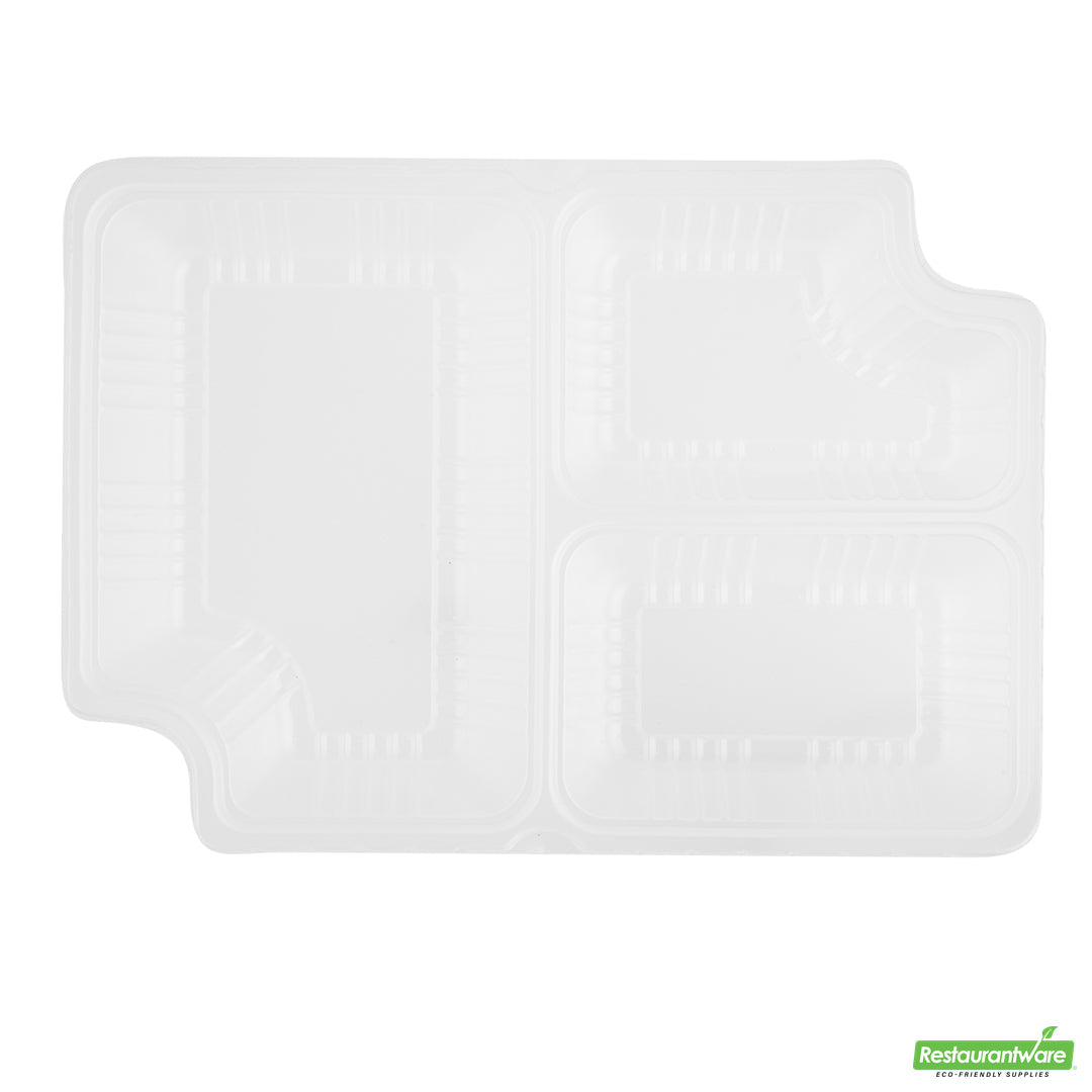 Wholesale Restaurantware Futura 14 oz Clear Plastic 3-Compartment Insert Tray - Fits 34 oz Box, Microwavable- Bulk