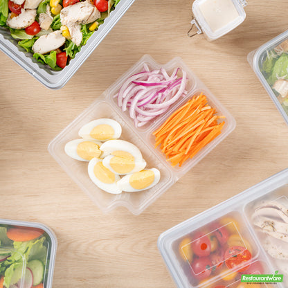 Wholesale Restaurantware Futura 14 oz Clear Plastic 3-Compartment Insert Tray - Fits 34 oz Box, Microwavable- Bulk