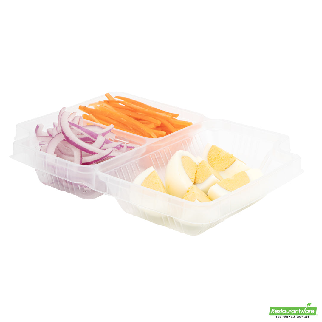 Wholesale Restaurantware Futura 14 oz Clear Plastic 3-Compartment Insert Tray - Fits 34 oz Box, Microwavable- Bulk