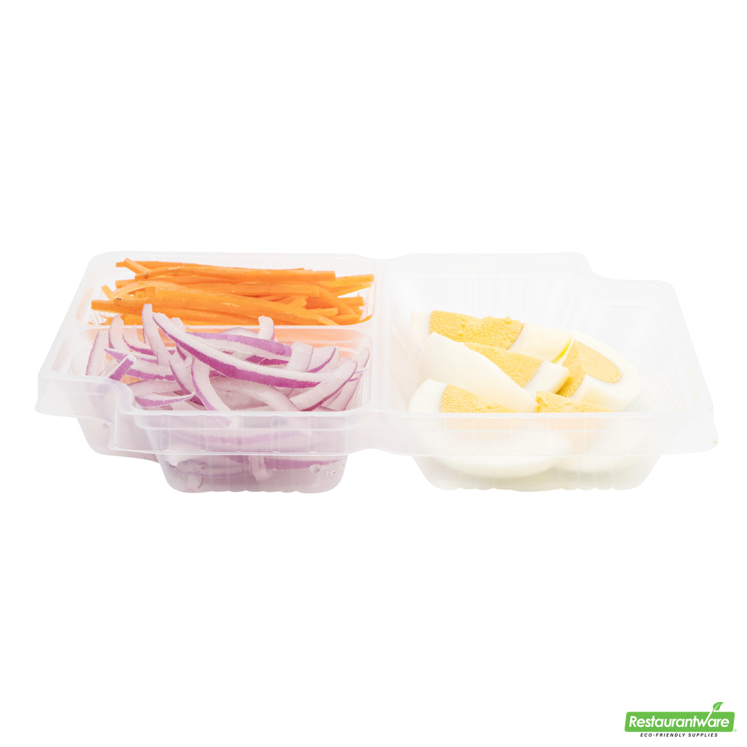 Wholesale Restaurantware Futura 14 oz Clear Plastic 3-Compartment Insert Tray - Fits 34 oz Box, Microwavable- Bulk