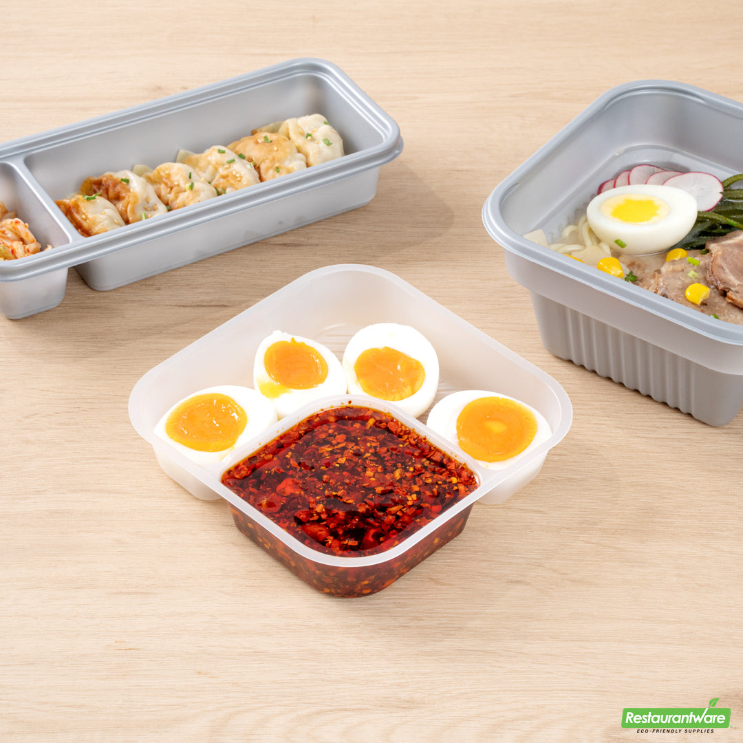 Wholesale Restaurantware Futura 14 oz Clear Plastic 2-Compartment Insert Tray - Fits 34 oz Bowl, Microwavable- Bulk