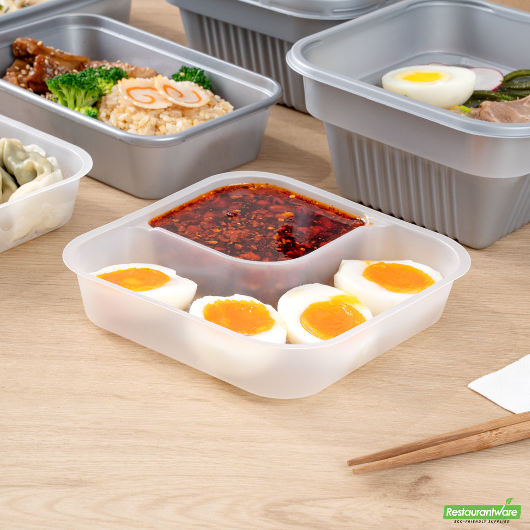 Wholesale Restaurantware Futura 14 oz Clear Plastic 2-Compartment Insert Tray - Fits 34 oz Bowl, Microwavable- Bulk