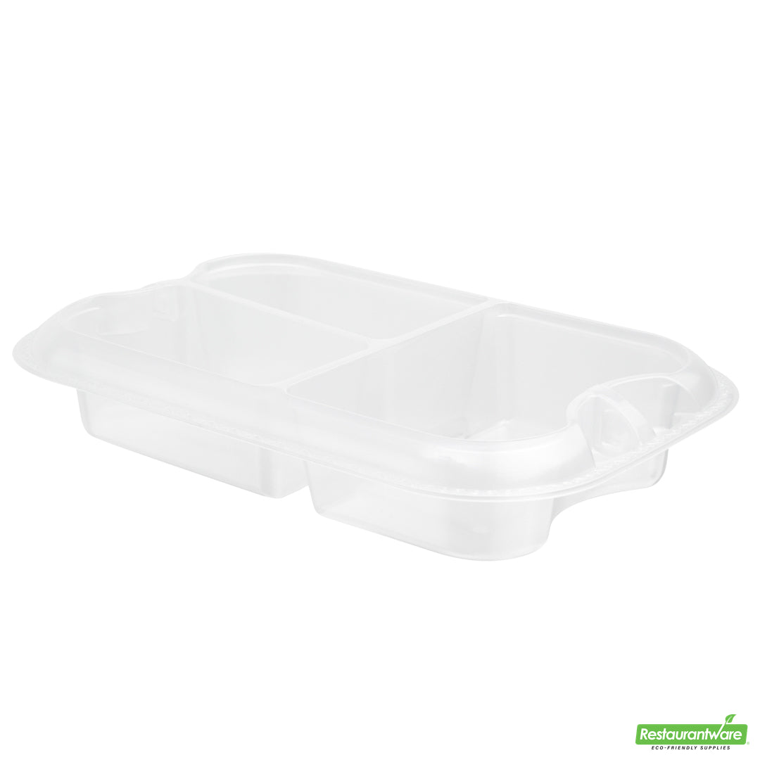 Wholesale Restaurantware Futura 17 oz Clear Plastic 3-Compartment Insert Tray - Fits 46 oz Container, Microwavable- Bulk