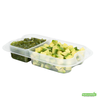 Wholesale Restaurantware Futura 17 oz Clear Plastic 2-Compartment Insert Tray - Fits 46 oz Container, Microwavable- Bulk