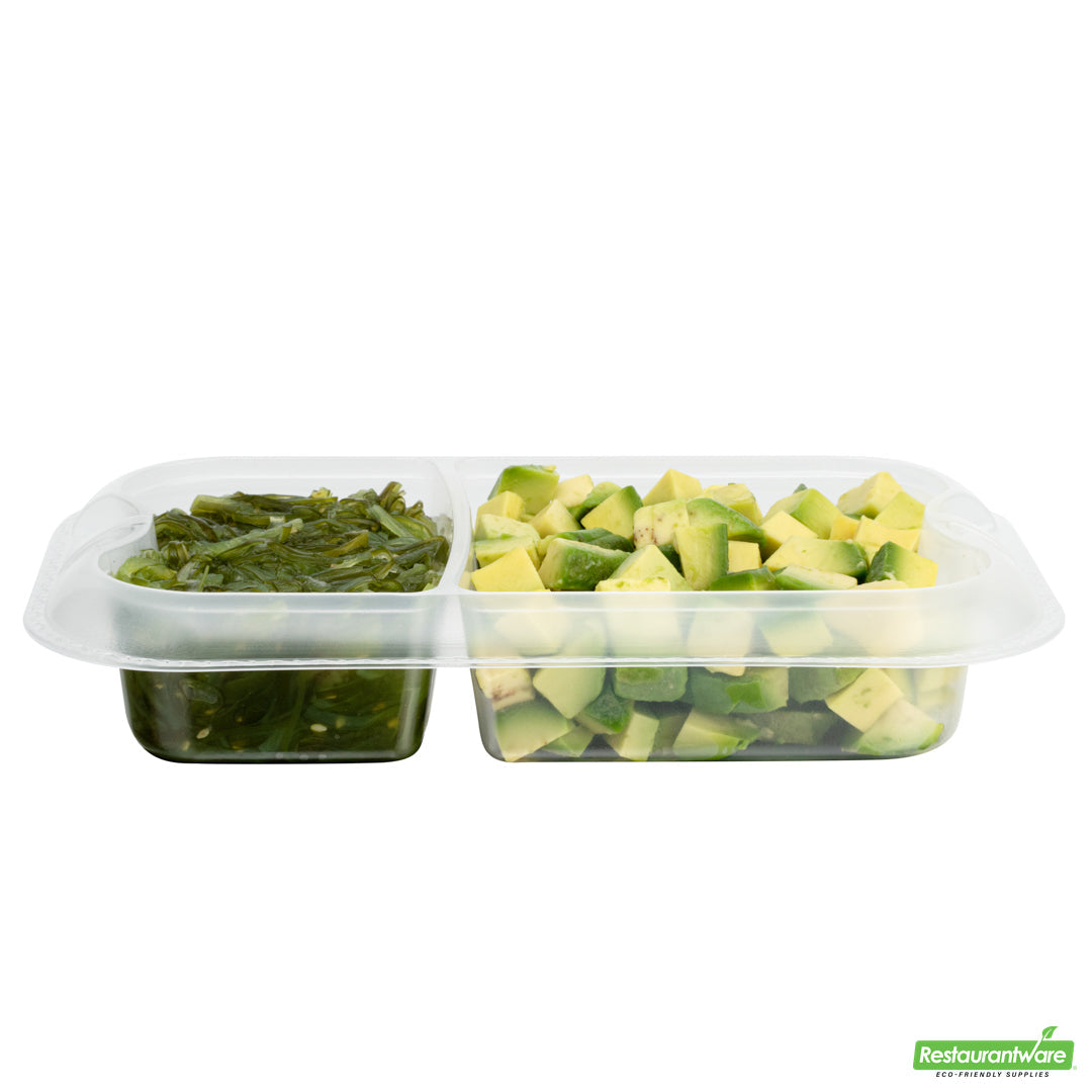 Wholesale Restaurantware Futura 17 oz Clear Plastic 2-Compartment Insert Tray - Fits 46 oz Container, Microwavable- Bulk