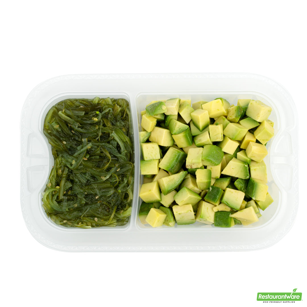 Wholesale Restaurantware Futura 17 oz Clear Plastic 2-Compartment Insert Tray - Fits 46 oz Container, Microwavable- Bulk