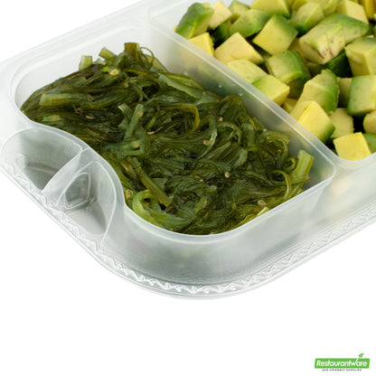 Wholesale Restaurantware Futura 17 oz Clear Plastic 2-Compartment Insert Tray - Fits 46 oz Container, Microwavable- Bulk