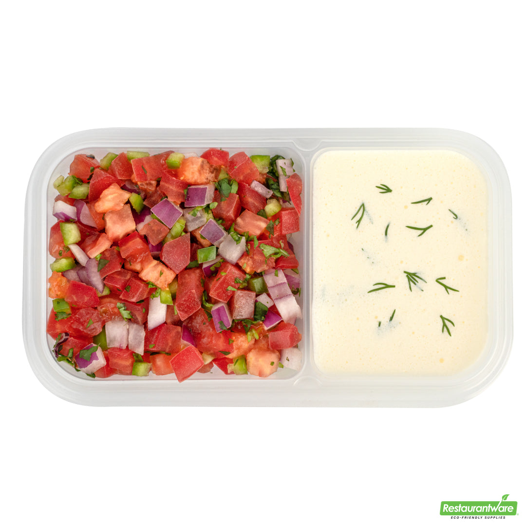 Wholesale Restaurantware Futura 15 oz Clear Plastic Heavy Duty 2-Compartment Insert Tray - Fits 24, 34 and 44 oz Containers, Microwavable- Bulk
