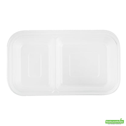 Wholesale Restaurantware Futura 15 oz Clear Plastic Heavy Duty 2-Compartment Insert Tray - Fits 24, 34 and 44 oz Containers, Microwavable- Bulk
