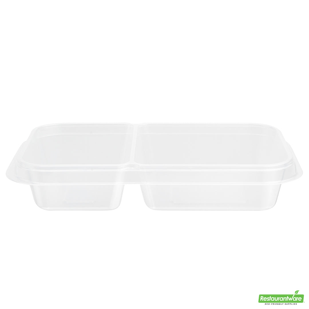 Wholesale Restaurantware Futura 15 oz Clear Plastic Heavy Duty 2-Compartment Insert Tray - Fits 24, 34 and 44 oz Containers, Microwavable- Bulk