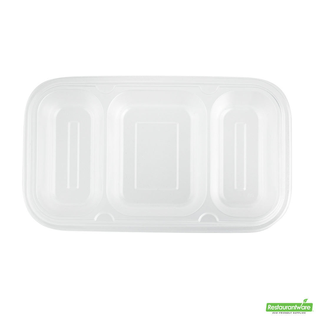 Wholesale Restaurantware Futura 15 oz Clear Plastic Heavy Duty 3-Compartment Insert Tray - Fits 24, 34 and 44 oz Containers, Microwavable- Bulk