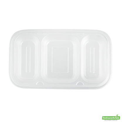 Wholesale Restaurantware Futura 15 oz Clear Plastic Heavy Duty 3-Compartment Insert Tray - Fits 24, 34 and 44 oz Containers, Microwavable- Bulk