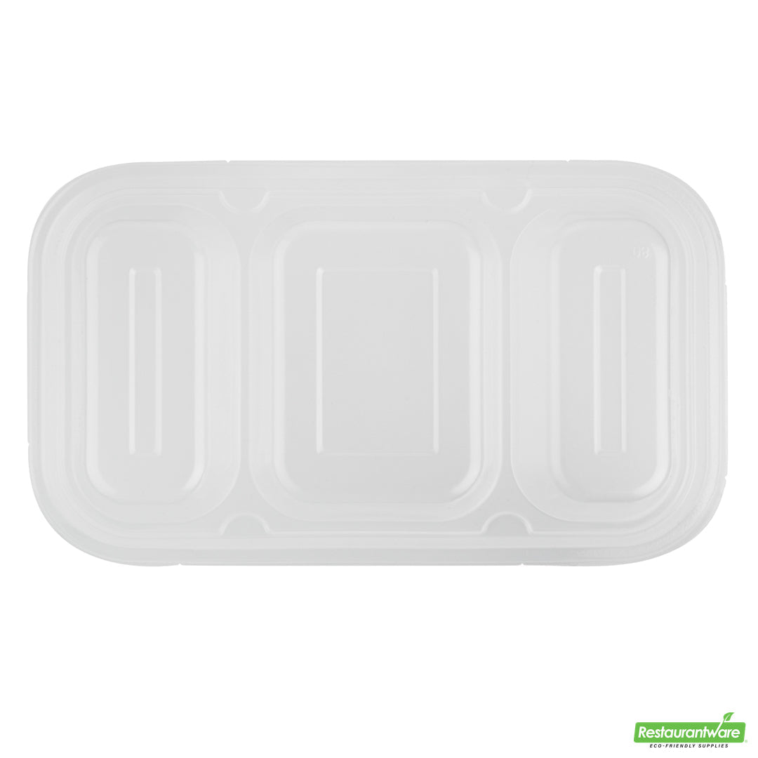 Wholesale Restaurantware Futura 15 oz Clear Plastic Heavy Duty 3-Compartment Insert Tray - Fits 24, 34 and 44 oz Containers, Microwavable- Bulk