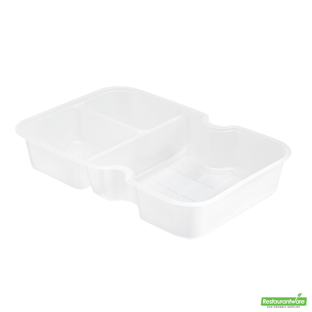 Wholesale Restaurantware Futura 10 oz White Plastic 3-Compartment Insert Tray - Fits 32 and 37 oz Containers, Microwavable- Bulk