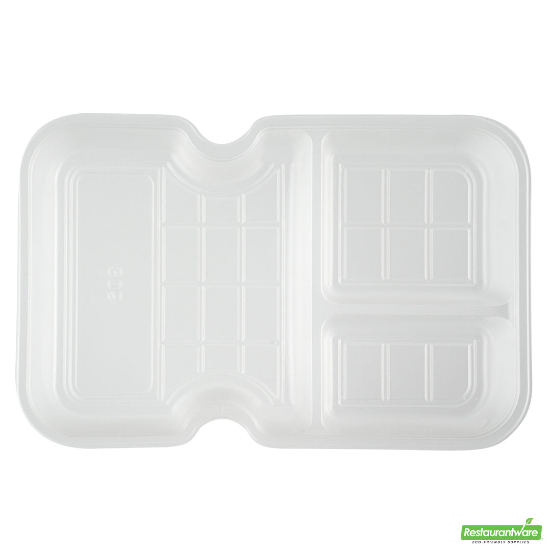 Wholesale Restaurantware Futura 10 oz White Plastic 3-Compartment Insert Tray - Fits 32 and 37 oz Containers, Microwavable- Bulk