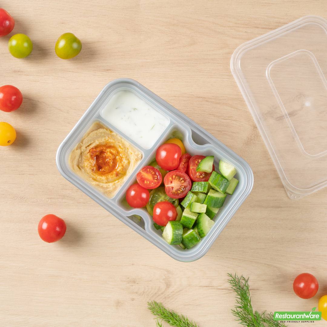 Wholesale Restaurantware Futura 10 oz White Plastic 3-Compartment Insert Tray - Fits 32 and 37 oz Containers, Microwavable- Bulk