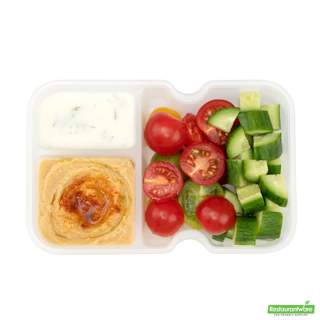 Wholesale Restaurantware Futura 10 oz White Plastic 3-Compartment Insert Tray - Fits 32 and 37 oz Containers, Microwavable- Bulk