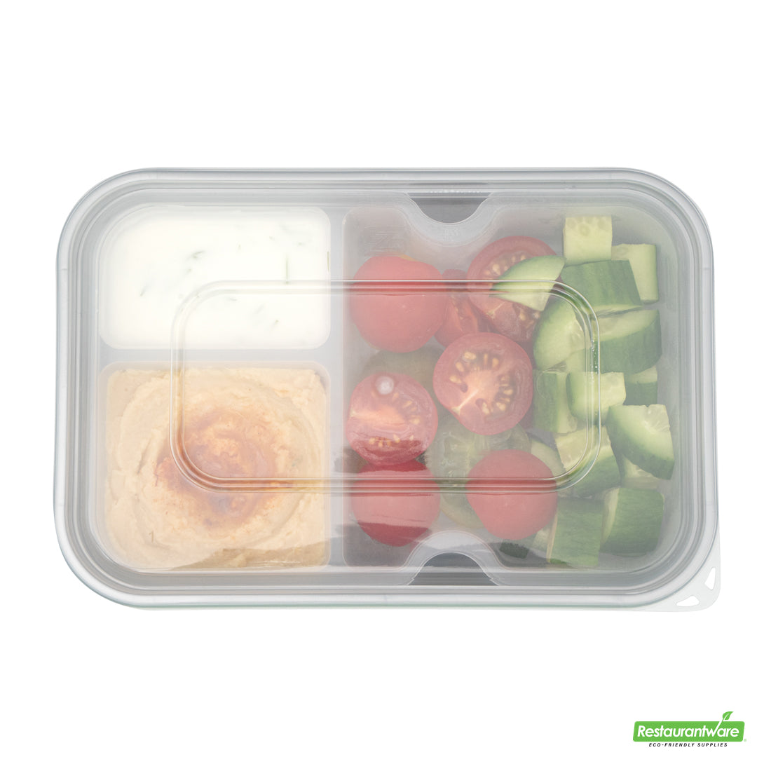 Wholesale Restaurantware Futura 10 oz White Plastic 3-Compartment Insert Tray - Fits 32 and 37 oz Containers, Microwavable- Bulk