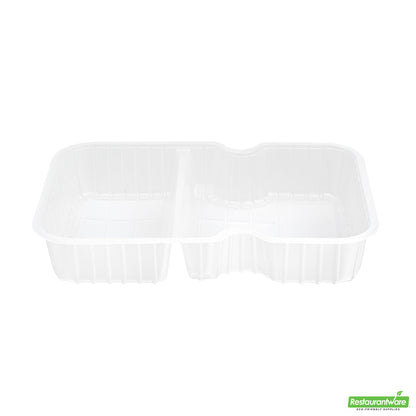 Wholesale Restaurantware Futura 10 oz White Plastic Wide 2-Compartment Insert Tray - Fits 32 and 37 oz Containers, Microwavable- Bulk