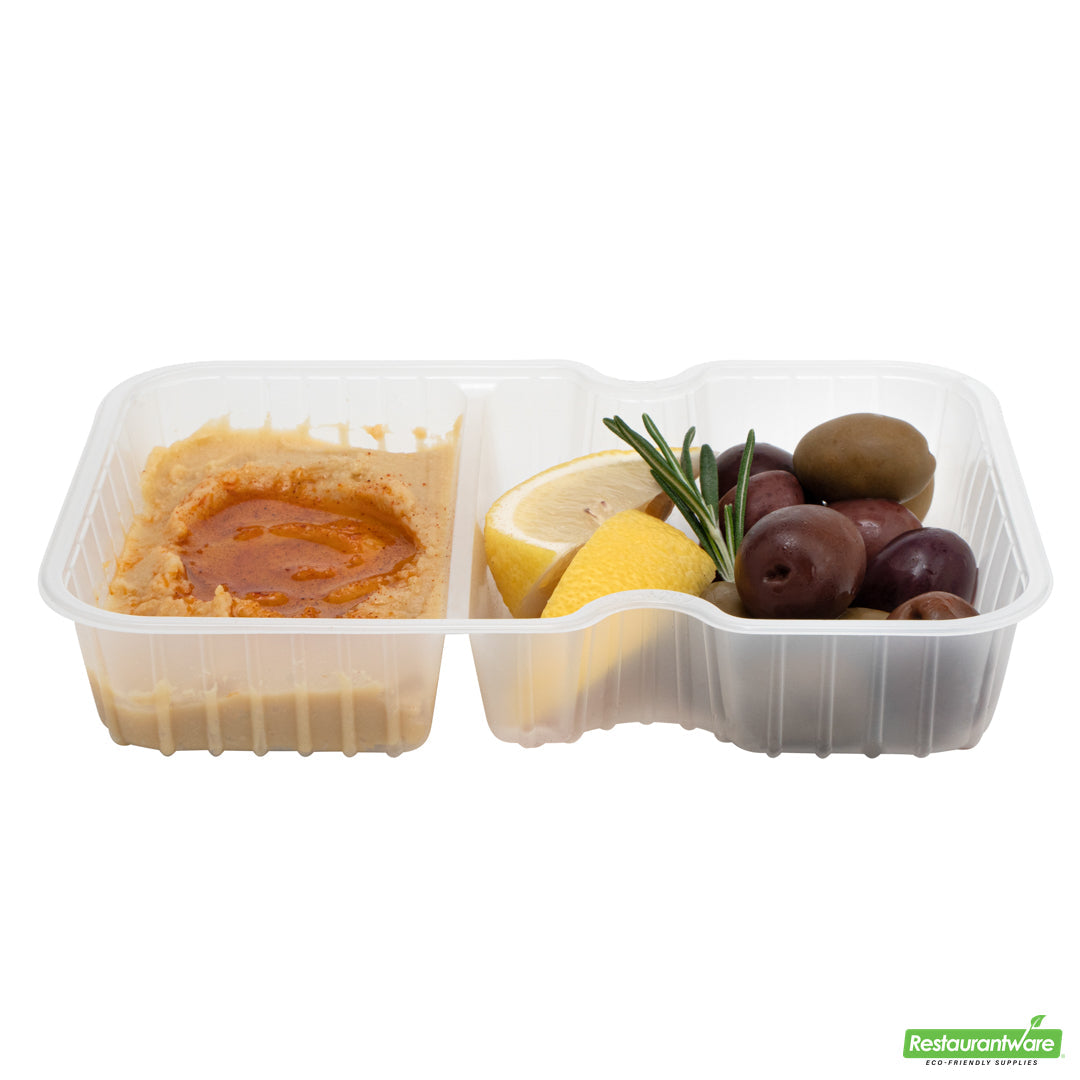 Wholesale Restaurantware Futura 10 oz White Plastic Wide 2-Compartment Insert Tray - Fits 32 and 37 oz Containers, Microwavable- Bulk