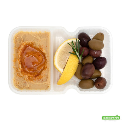 Wholesale Restaurantware Futura 10 oz White Plastic Wide 2-Compartment Insert Tray - Fits 32 and 37 oz Containers, Microwavable- Bulk
