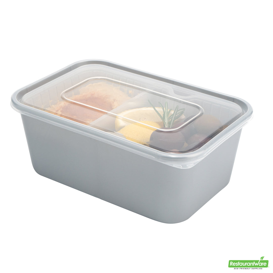 Wholesale Restaurantware Futura 10 oz White Plastic Wide 2-Compartment Insert Tray - Fits 32 and 37 oz Containers, Microwavable- Bulk