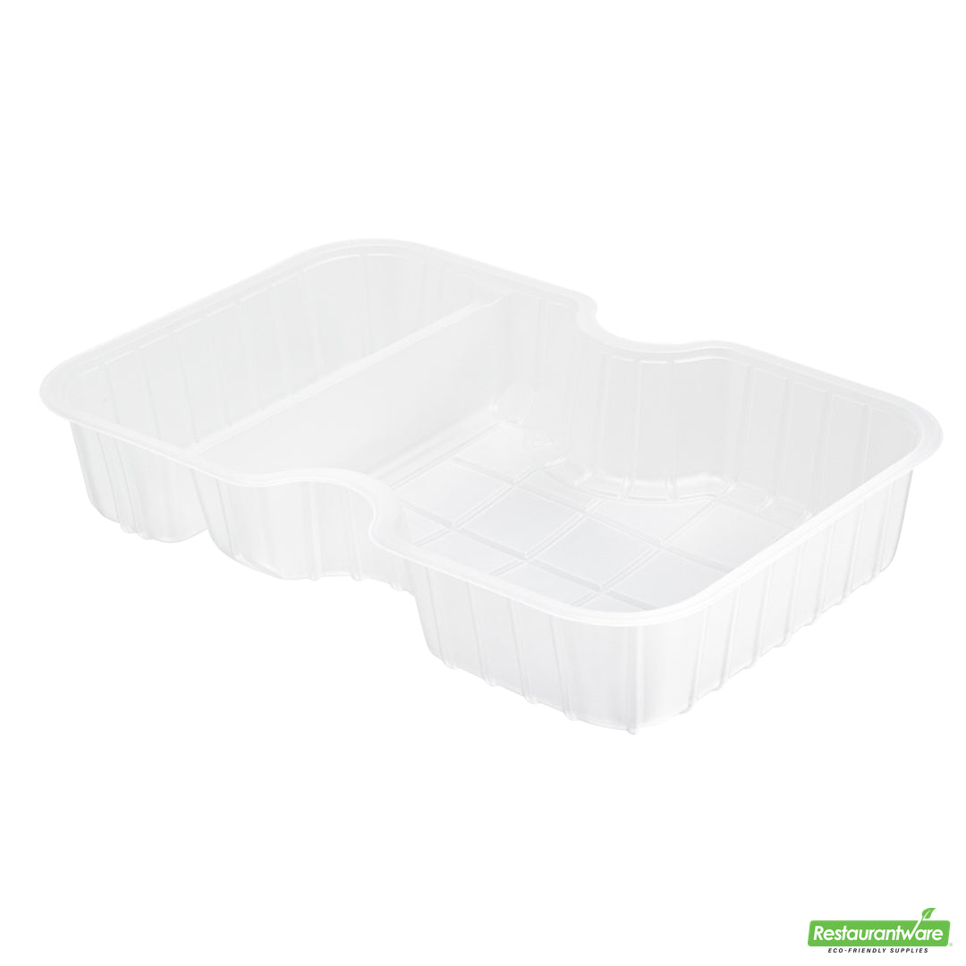 Wholesale Restaurantware Futura 10 oz White Plastic Narrow 2-Compartment Insert Tray - Fits 32 and 37 oz Containers, Microwavable- Bulk
