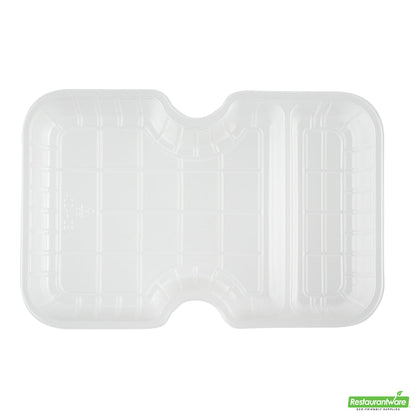 Wholesale Restaurantware Futura 10 oz White Plastic Narrow 2-Compartment Insert Tray - Fits 32 and 37 oz Containers, Microwavable- Bulk
