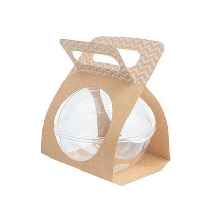 Wholesale Restaurantware Thermo Tek Kraft Paper Sphere Salad Container Carrier - Fits 21 oz- Bulk