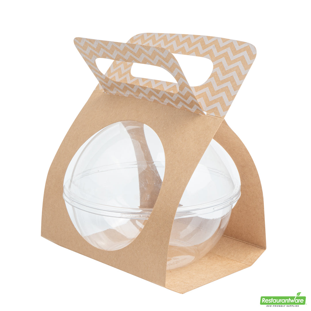 Wholesale Restaurantware Thermo Tek Kraft Paper Sphere Salad Container Carrier - Fits 21 oz- Bulk