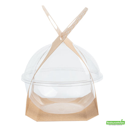 Wholesale Restaurantware Thermo Tek Kraft Paper Sphere Salad Container Carrier - Fits 21 oz- Bulk
