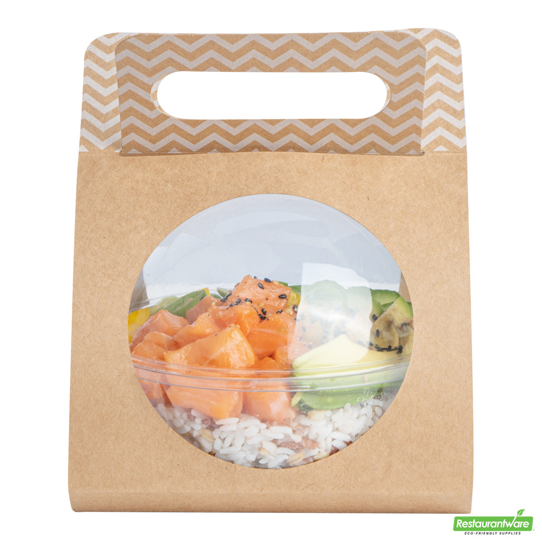 Wholesale Restaurantware Thermo Tek Kraft Paper Sphere Salad Container Carrier - Fits 21 oz- Bulk