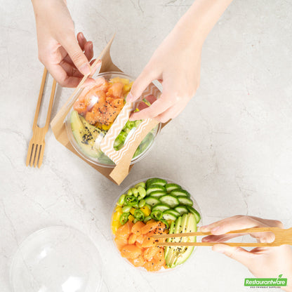 Wholesale Restaurantware Thermo Tek Kraft Paper Sphere Salad Container Carrier - Fits 21 oz- Bulk