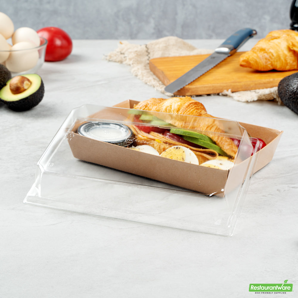 Wholesale Restaurantware Matsuri Vision Clear Plastic Lid - Fits Medium Sushi Tray- Bulk
