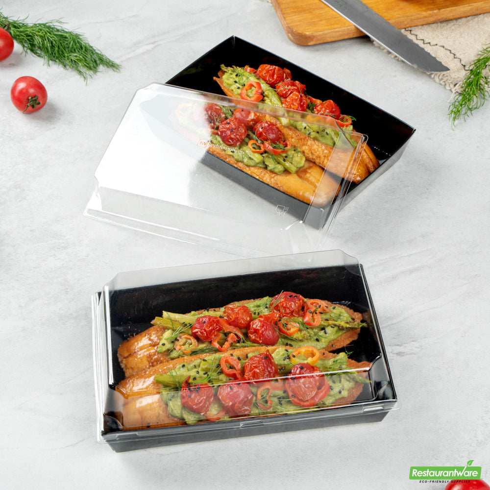 Wholesale Restaurantware Matsuri Vision Clear Plastic Lid - Fits Medium Sushi Tray- Bulk
