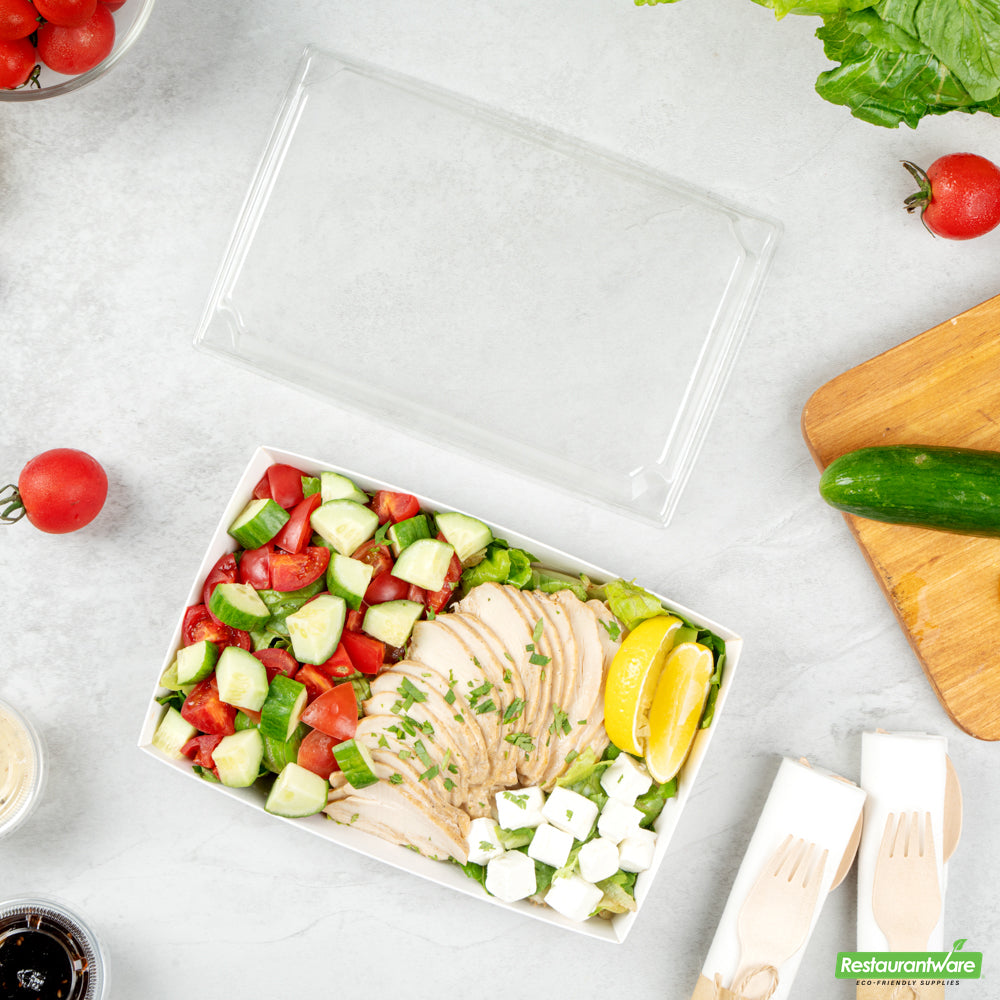 Wholesale Restaurantware Matsuri Vision Clear Plastic Lid - Fits Medium Sushi Tray- Bulk