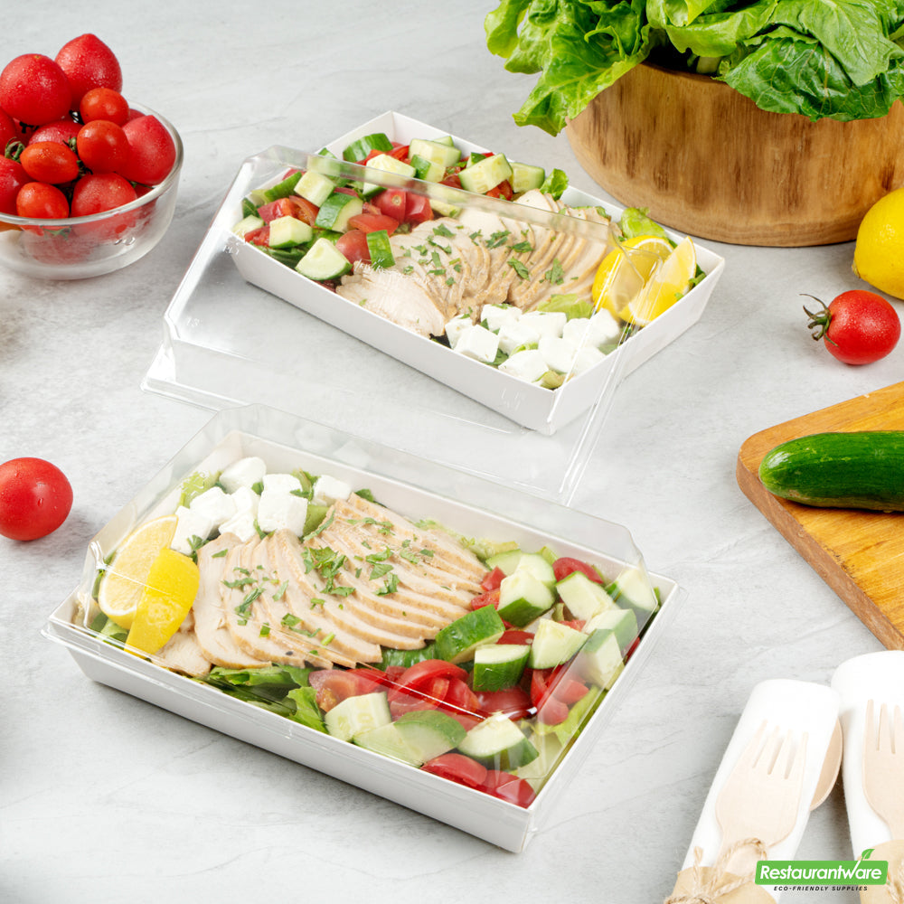 Wholesale Restaurantware Matsuri Vision Clear Plastic Lid - Fits Medium Sushi Tray- Bulk