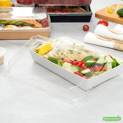 Wholesale Restaurantware Matsuri Vision Clear Plastic Lid - Fits Medium Sushi Tray- Bulk