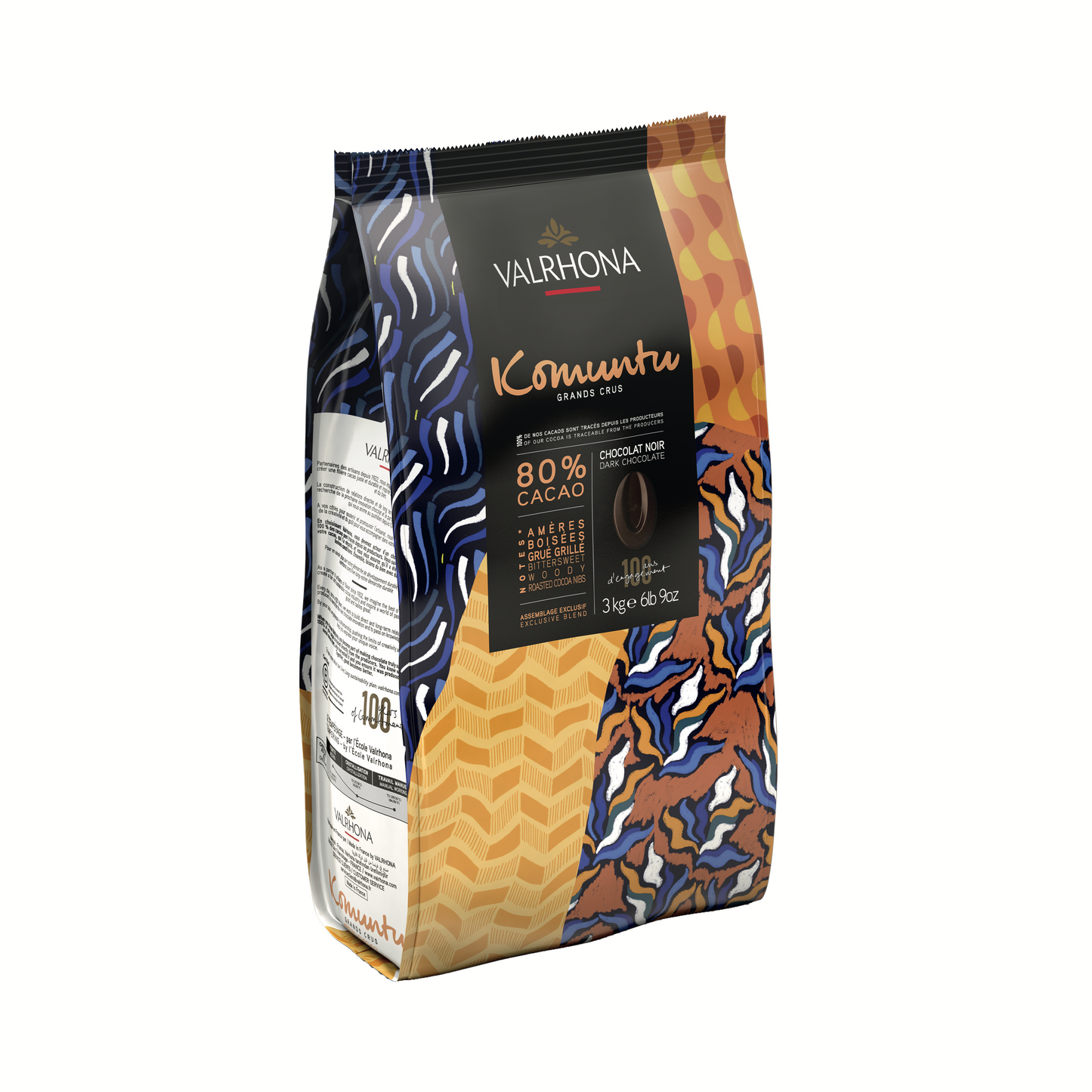 Wholesale Valrhona 80% Komuntu Feves Chocolate 3kg- Bulk
