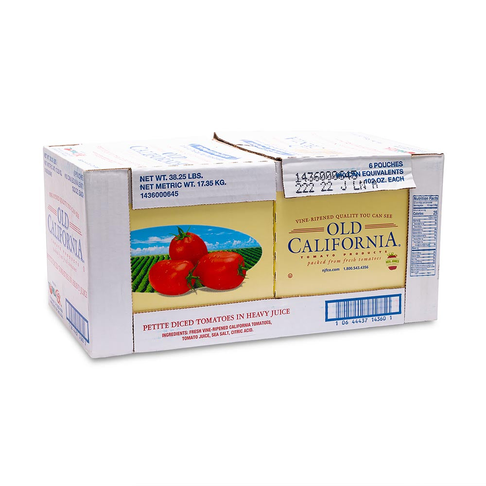 Wholesale Old California Petite Diced Tomatoes in Heavy Juice 102oz- Bulk