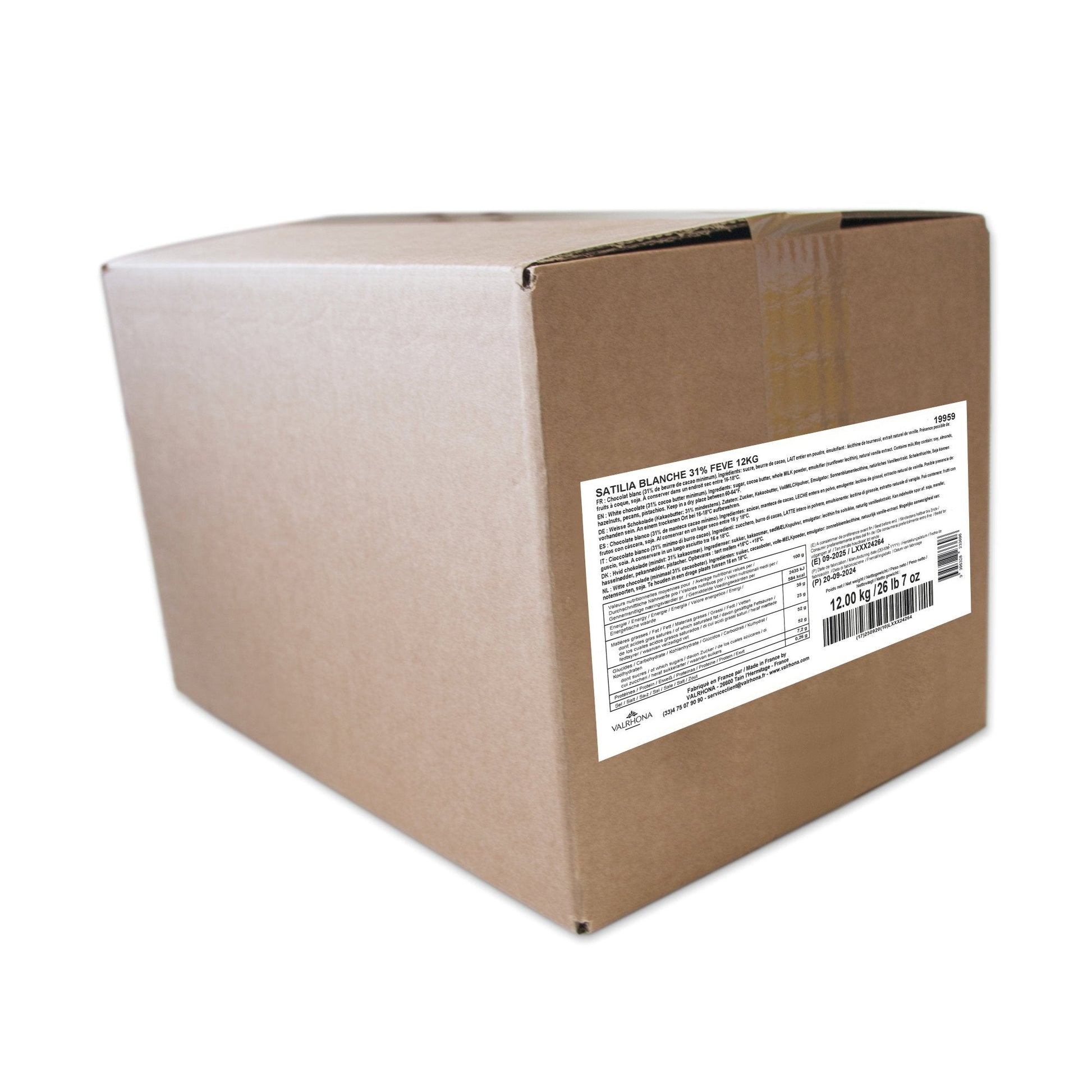 Wholesale Valrhona 31% Satilia White Chocolate 12kg- Bulk