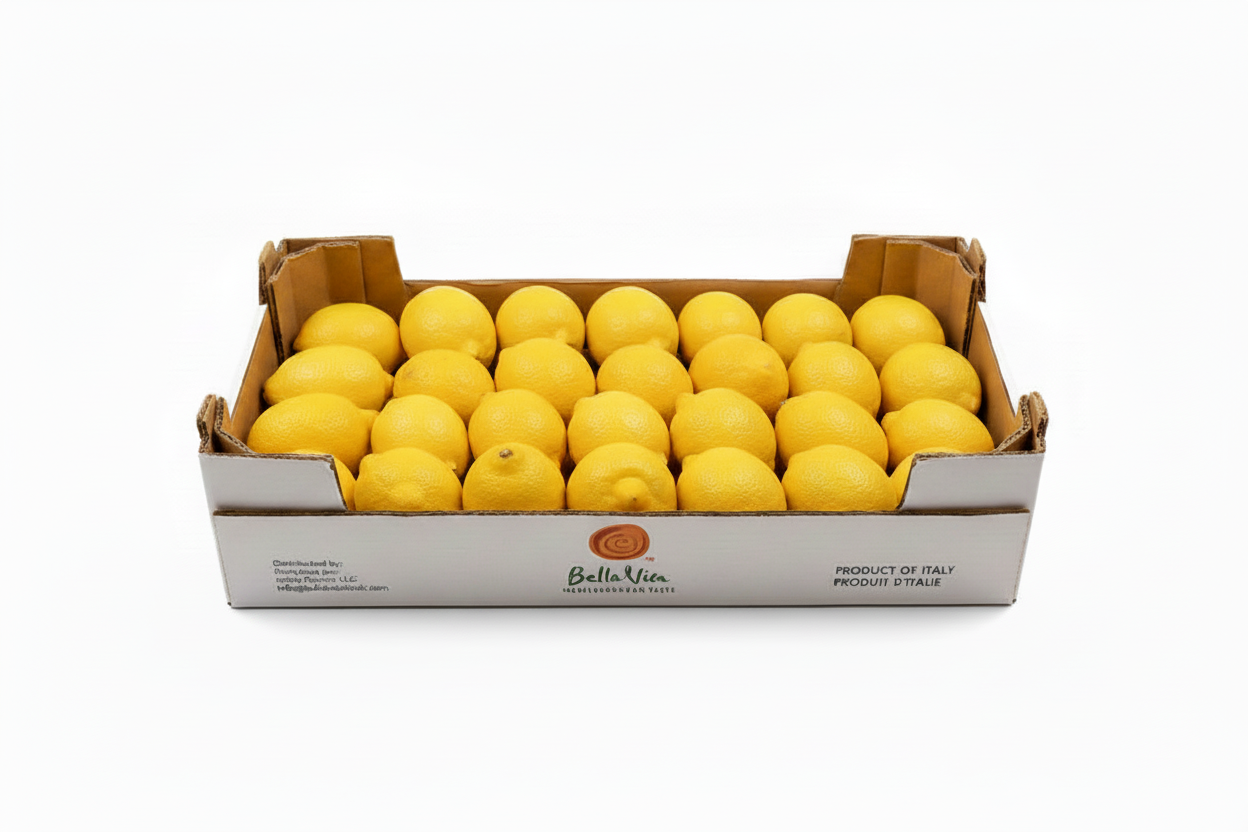 Wholesale Authentic Sorrento Lemons from Italy – Flown Fresh from the Amalfi Coast 16-18 CT | BoxNCase- Bulk
